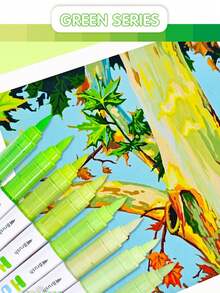 8支/24支装多色丙烯颜料马克笔，创意软头水彩笔，绘画必备，时尚马克笔套装，适用于涂鸦和不同材质绘画，返校季学校美术用品 - 直液式丙烯馬克筆 - 查看 9