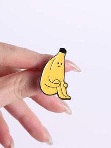 1 件趣味社交互动徽章，懒散香蕉人清新色彩设计，送给志同道合的朋友，幽默礼物，时尚展示场景 - 黃色 - 查看 6