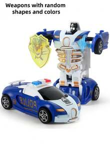 1pc Robot Transforming Toy Car, Creative Fun Cool Sports Car, Collision Auto-Transforming Robot Mode, Vehicle Toy Set, Children's Toy Car, Robot Toy, Christmas Gift, Boys Toy, Kids Game, Back To School - Multicolor - View 14