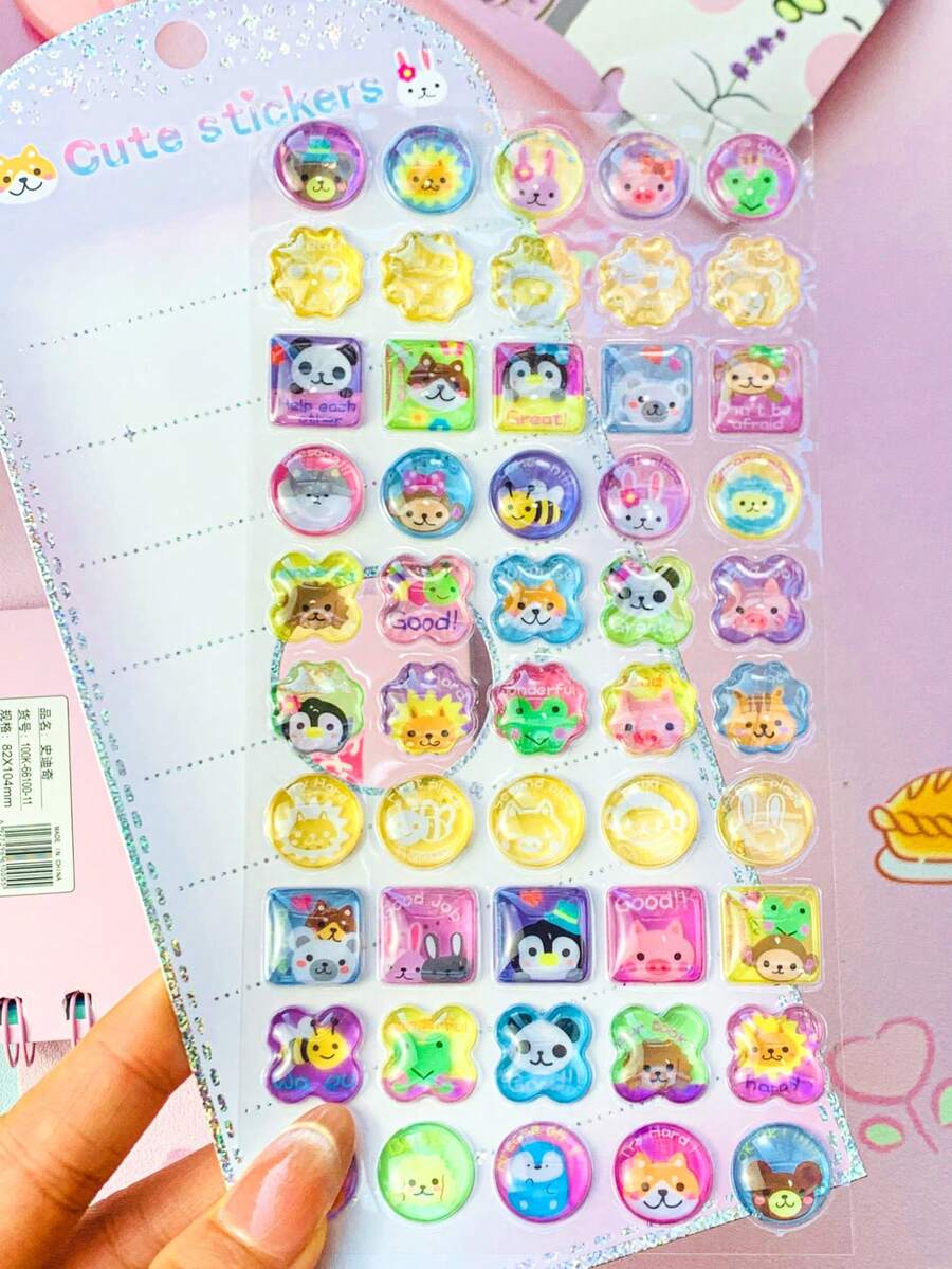 6pcs 3D Luminous Stickers, Suitable For Phone Cases, Notebooks, Planners, Children's Creative Stickers - Multicolor - View 1