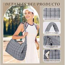 Bolsa Tote Acolchada para Mujer Bolso acolchado grande Bolso acolchado de mano Bolso blando Puffy Crossbody Bolsos Puff Purse,41118223 - Burdeos - Ver 5