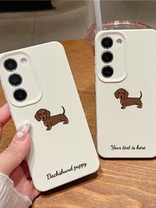 1pc Customizable Phone Case With Minimalist Brown Dachshund Cartoon Design, Compatible With IPhone 17 Pro Max/17 Air/16E/16 Pro Max/15/14 Plus/13/12/11, S24/20 Ultra/A52S/A31 A21S/A13/A05S, Redmi Note 13 Pro Plus/Note 10/Note 12C/Note 13C, Made Of TPU Material, Fashionable And Personalized Anti-Drop, Overall Pet Themed Customization, Holiday Gift, Suitable For Various Scenarios - White - View 5