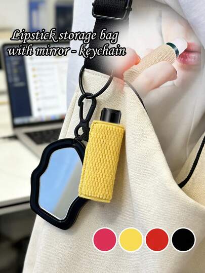 Lip Balm Holder Keychain With Mirror,Lipstick Storage Bag,Stylish Sleeve Lipstick Holder With Tight-Knit Elastic Clip For Bags,Keychain, Cup,Fashion Accessories,Storage For Lipsticks, Lip Balm, And Perfume,Perfect For Fashionistas And Beauty Lovers.Perfect Gift For Back-To-School Season, Beach, Seaside, Vacation,Mother's Day,Summer,New Year,Ramadan, Eid, Valentine's Day, Christmas, Or Thanksgiving.