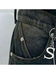 1个字母首字母钥匙扣合金钥匙圈钱包包包背包挂饰生日纪念品礼物送给朋友，包包车钥匙装饰品，背包挂饰生日礼物（字母A-Y） - 銀色 - 查看 3