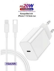 FCV Bộ sạc nhanh USB-C chuẩn EU Type C E F 220-240V, kiểu dáng phù hợp, dòng sản phẩm Series 3, công suất 20W, kèm cáp sạc Lightning sang Type-C dài 3ft/6ft, nguồn điện EU PD 3.0, sạc nhanh 1m/2m, tương thích với iPhone 14 Pro Max, 13, 12, 11, XS Max. Quà tặng ngày Valentine. - Phích cắm loại C của EU (220-240V) - Xem 9