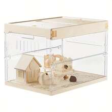 Lồng trong suốt rộng rãi với thiết kế mặt trước hoàn toàn trong suốt, thích hợp cho chuột hamster, chuột lang, nhím và các động vật nhỏ khác, được làm bằng nhựa. - Một cỡ - Xem 2