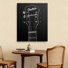 Framed 1pc Framed Gretsch Electric Guitar Headstock Canvas Art - Black & White Musical Decor With, Ready-To-Hang Framed Poster For Music Room, Living Room, Office, Studio - Perfect Gift For Guitarists & Music Lovers - Vintage Instrument Poster, Guitar Decor, Office Artwork, Classic Design, Durable Frame, Wall Hanging, Home Decorators, Flat - Đóng khung - Xem 3