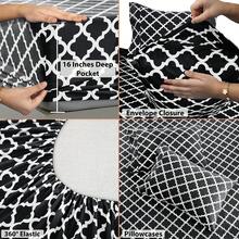 Lux Decor 4 Pieces Quatrefoil Bed Sheets - Stylish Comfy Bedding Set - Hotel Luxury Skin Friendly Cooling Sheets & Pillowcases Without Filler - Classic Collection With 16 Inches Deep Pocket - Shrinkage & Fade Resistant, Valentine's Day Bedroom, Spring Bedding Refresh, Guest Room Essentials, Dorm Room Bedding, Premium Bed Linens, Easy Care Sheets, Hypoallergenic Fabric, Year-Round Comfort, Master Bedroom Update, Matching Bedding Set, Hotel Quality Linens - 黑色 - 查看 8