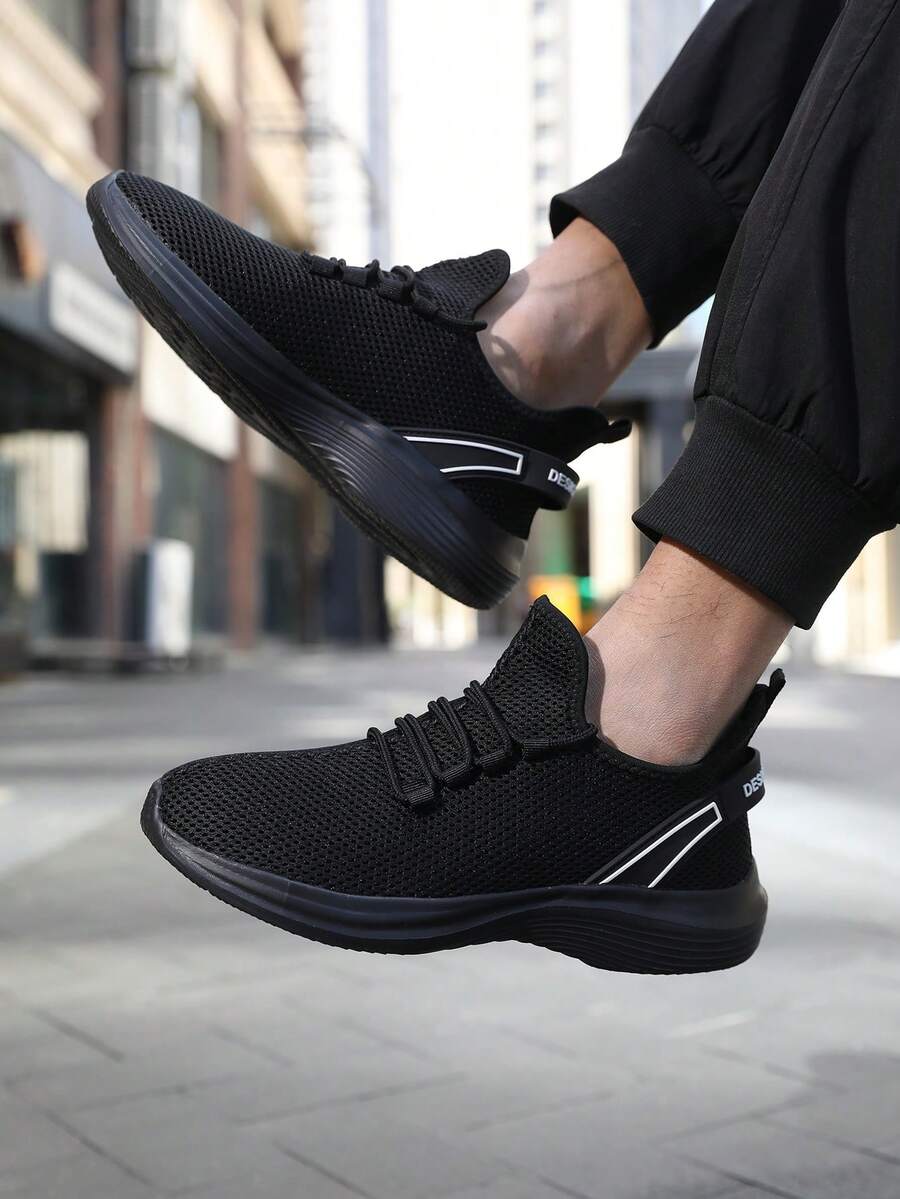 Plus Size Men's Black Athletic Sneakers - Black - View 1