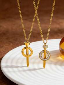 1件装美甲吊坠项链，时尚简约精致美甲设计项链，独特别致美学，适合女性佩戴。 - 金色 - 查看 1