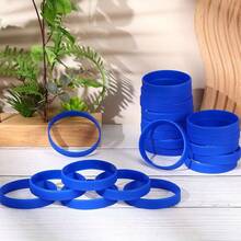 100 Pcs Solid Color Rubber Wristbands Rubber Bracelets Silicone Wristbands Sports Bracelets Bulk Adult Wrist Bands For Event Women Men Party Decorations(Dark Blue) - 深藍色 - 查看 5