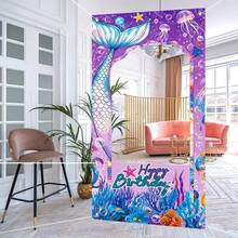 1pc Mermaid Photo Frame Birthday Backdrop, Cartoon Purple Mermaid Tail Ocean Birthday Hollow Banner, Suitable For Birthday Theme Party Decoration, Photography Props - Multicolor - View 10