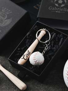 Llavero personalizado de béisbol con nombre personalizado, adecuado como regalo del Día del Padre, regalo del Día de San Valentín, mejor regalo para niños, regalo de Navidad - Multicolor - Ver 3