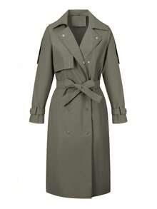 Áo khoác gió dài nhẹ dành cho nữ có thắt lưng - Áo khoác công sở đa năng thời trang, phù hợp cho mùa xuân và mùa thu, kiểu dáng thường ngày thanh lịch. - màu xanh lá - Xem 7