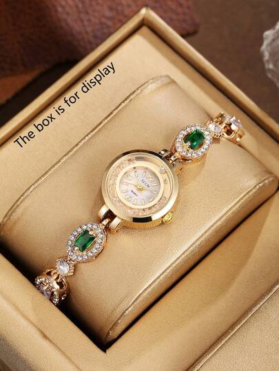 Emerald Green Women's Bracelet Watch, Luxurious Dial Design, Elegant Everyday Wear, Ideal Gift For Valentine's Day, Mother's Day, New Year