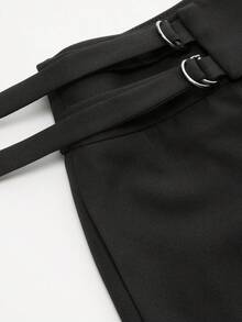 Fashionable Wide Leg Pants, Black Casual Loose Long Trousers, Versatile Office Lady Style Spring - Black - View 4