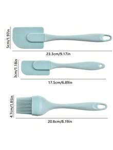 1/3件套硅胶烘焙刮刀和涂油刷套装，硅胶奶油刮刀和烘焙刷，烘焙烹饪烧烤厨房用具 - 彩色 - 查看 3
