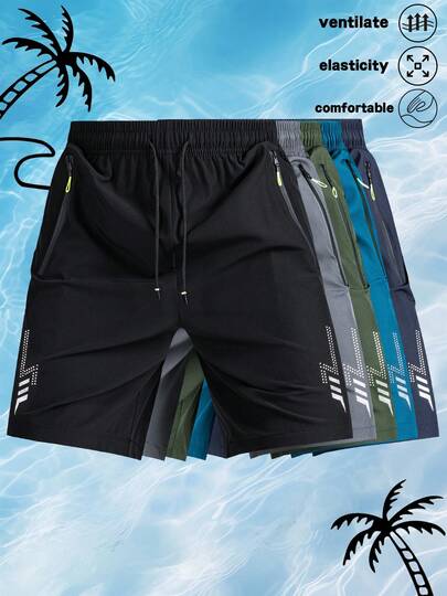 Women's Geometric Pattern Breathable Casual Shorts For Summer - Multiple Colors Available, Comfortable Moisture-Wicking Athletic Shorts Suitable For Fitness, Running And Light Activities Black