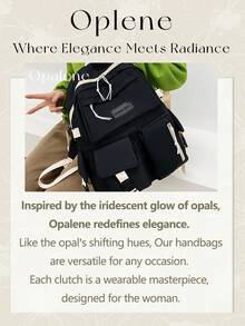 Fashion Solid Color Backpack For Women, Casual Large Capacity Knapsack, Fashion Simple College Student School Bag, Casual Daypack, Waterproof Bookbag, Travel Backpack Suitable For Daily, School And Outing Use, Travel Essentials, School Supplies, Travel Accessories - 彩色 - 查看 11