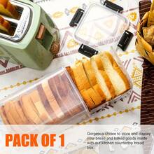 1pc Sealed Bread Box With Lid - Transparent Plastic Food Storage Container With Inner Divider, Reusable Rectangular Bread Keeper, Essential Kitchen Organizing Tool, Transparent Design - Multicolor - View 5