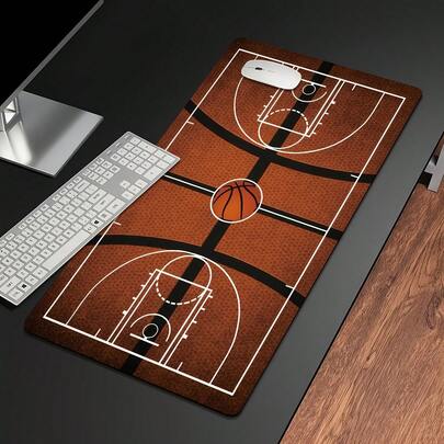 1pc Durable Extended Mouse Pad, Basketball Court Design, Computer Desk Mat, Laptop Office Keyboard Pad, High-Definition Printing - Non-Slip Rubber Backing, Precision Stitched Edges, Washable, Small, XL, XXL Sizes Available - Suitable For Home, Office, Study Accessories, Dormitory, Gamers, Holiday Gift For Boyfriend Or Girlfriend