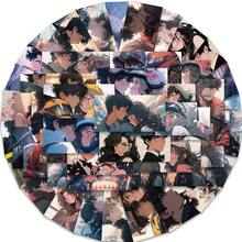 50 pièces Autocollants de portrait de couple de bande dessinée - Décoration DIY imperméable pour guitare, cahier et bagage - 50 pièces - Voir 11