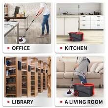 Spin Mop And Bucket Set With 360° Wringer Mechanism, Three Microfiber Pads, And 61-Inch Adjustable Stainless Steel Handle For Efficient Floor Cleaning – Suitable For Bathroom And Home Applications - A - Xem 6