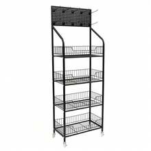 SENDERPICK 4 Tier Retail Display Rack Stand, Snack Candy Display Organizer, Snack Rack, Basket Stand Cart - Black - View 6