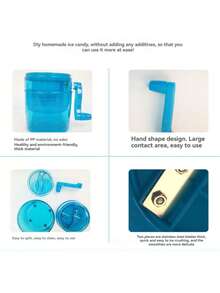 Máquina de hielo con manivela, trituradora de hielo manual, mini máquina de granizados, trituradora de hielo para niños y uso doméstico, multiusos - Celeste - Ver 7