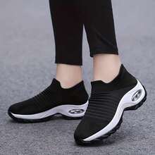 Women Wedge Sneakers - Black and White - View 3