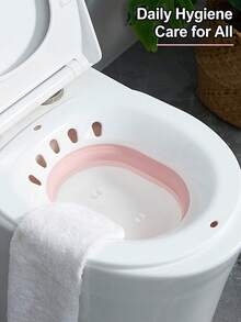 1pc Foldable Portable Postpartum Sitz Bath Tub, Suitable For Postpartum Mothers, New Moms, Pregnant Women, Can Relieve Hemorrhoids, Perineal Cleaning And Postpartum Recovery, Daily Bathroom Accessory, Reusable Travel Sitz Bath, Valentine's Day Gift For Her, Bathroom Supplies - Pink - View 5