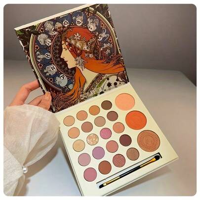 K'APEINE 25 色眼影盘 - 奶油仙女色调，适合打底和高光，持久哑光和闪光效果，适合初学者使用