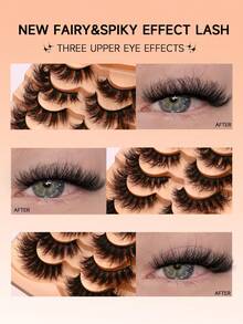 9对蓬松凌乱假睫毛，一盒三种款式，3D水貂毛假睫毛，自然卷翘，浓密交叉全条假睫毛，适合派对场合 - 交叉款 - 查看 3