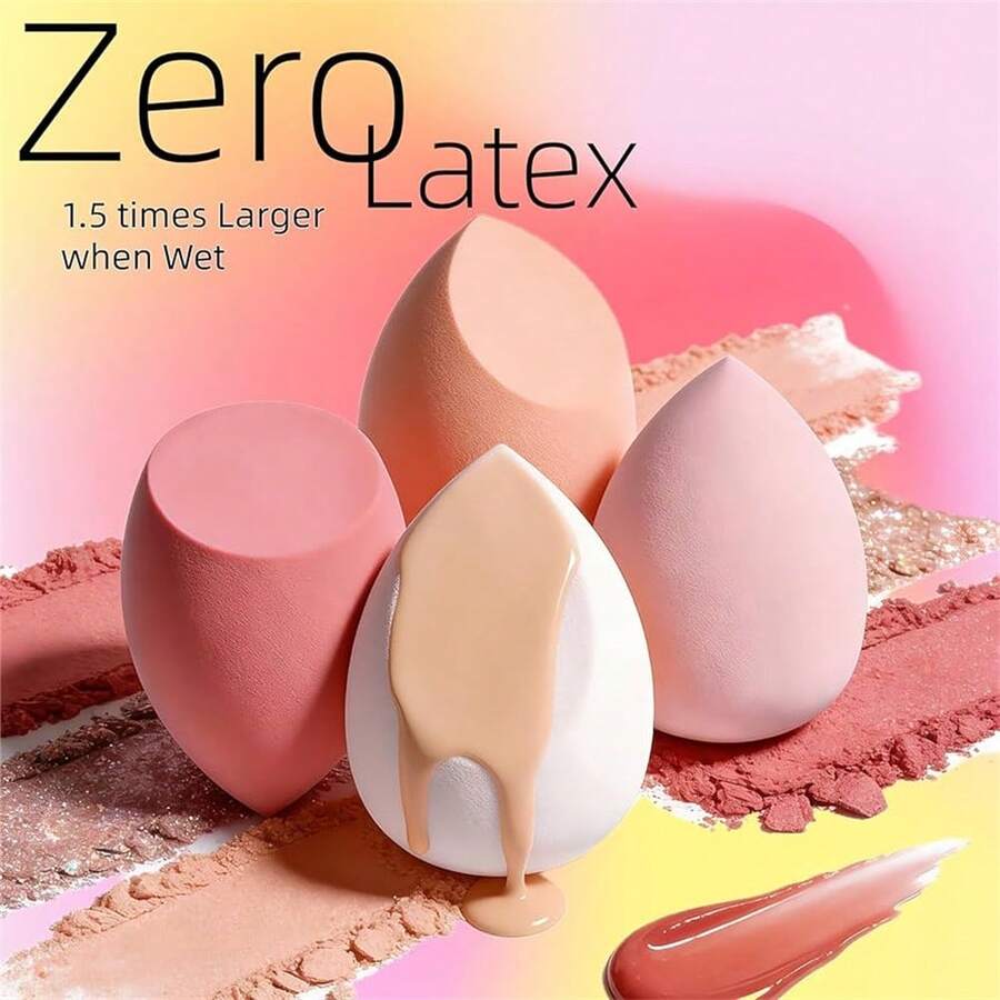 Large & Mini Makeup Sponges, Multi-Functional Makeup Blender Sponges, Suitable For All Skin Types, Dry & Wet Use, Non-Absorbing, Natural Makeup Finish, Applicable For Foundation & Concealer, Portable Makeup Sponge, Suitable As Gift For Women,Giveaways,Travel,Cheap Stuff,Travel Essential - 彩色 - 查看 1