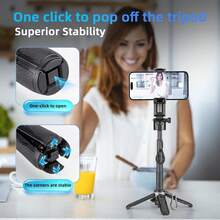 4-In-1 Magnetic Phone Tripod, Mini Selfie Stick With 360° Rotation, Bluetooth Remote Control, Portable Pocket Tripod For IPhone, Android, Vlog, Live Stream, Travel - màu đen - Xem 3