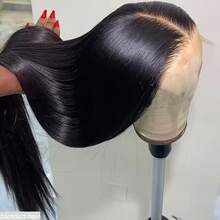 180% 密度高清全蕾丝前假发，13x4 透明蕾丝，8-36 英寸直发，13x4 高清蕾丝前预拔毛 180% 真人发混纺直发蕾丝前假发，自然黑 - 自然色&黑色系 - 查看 4