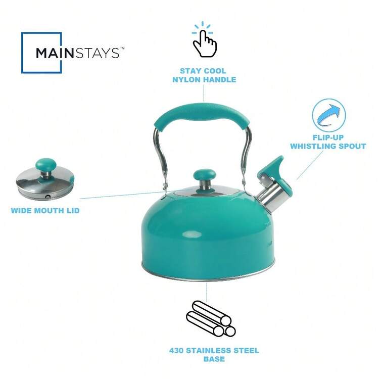 Stainless Steel Turquoise Stovetop Kettle For Fast Boil, Compact Design, Perfect Gift! - Default - View 7