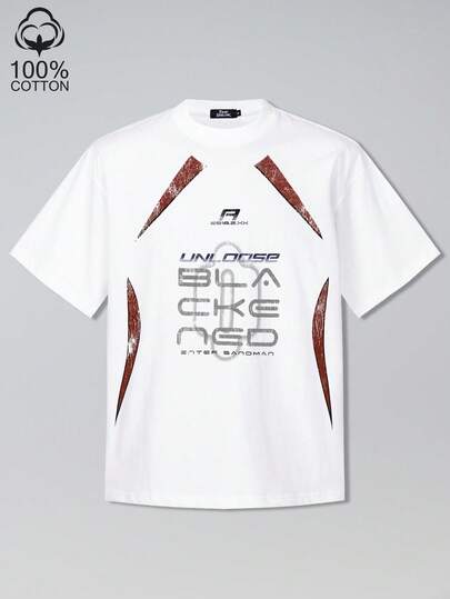 Tiny Spark 白色T恤，复古美学图案，背面印有多个字母