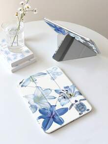 蓝色百合花纹平板电脑保护套，兼容苹果Air 11英寸M3（2025款）/M2（2024款）、Air第五代（2022款）、（A16）11英寸第十一代（2025款），也兼容三星Galaxy Tab平板电脑和Kindle Paperwhite第十二代（2024款）。透明背壳，时尚图案保护套，支持自动睡眠/唤醒功能，配备气囊保护，适合作为礼物或办公用品。 - 彩色 - 查看 5