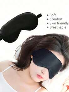 1pc/3pcs/5pcs/10pcs Black, Champagne, Gray, Pink, Green, Blue, Dark Green Breathable Double-Sided Silk-Like Sleep Eye Mask, Relieve Eye Fatigue, Suitable For Girls Nap, Blackout Eye Mask, Non-Binding - A - View 7