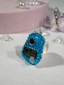 Contador de anillo electrónico de flor única con diamante de imitación personalizado, contador de dedos portátil, contador de botón manual, contador de mano mini, compacto y duradero, adecuado para contar oraciones de Ramadán, deportes, eventos empresariales, juegos de entretenimiento, pesca, regalos festivos, etc. - Multicolor - Ver 8