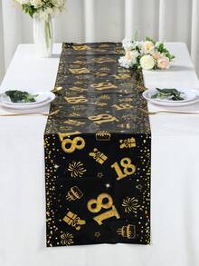 Party Tablecloth - Black Gold 18 Years Old - View 12