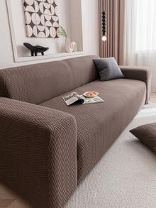 1pc Classic Elastic Fitted Sofa Slipcovers With T-Cushion Design - Machine Washable Polyester Throw Cover With Antibacterial And Soft Features For Armchair, Loveseat, 3-Seater, And 4-Seater Sofas - Brown - View 6