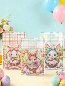 50 szt. stojących torebek prezentowych "Wesołych Świąt Wielkanocnych", torebek prezentowych z motywem wielkanocnego królika w kratkę, małych torebek prezentowych na przyjęcie wielkanocne, dekoracji wielkanocnych, kolorowych, zapieczętowanych torebek na słodycze, torebek z motywem wielkanocnego królika, torebek, wielkanocnych torebek na zakupy, wielkanocnych torebek na porcje ciasteczek, wielkanocnych torebek do wypieków w kuchni, wielkanocnych dekoracji stołu, wielkanocnych dekoracji pokoju, wielkanocnych torebek prezentowych, upominków na przyjęcia - Wielkanocny króliczek w kratkę - Zobacz 2