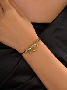 1pc Fashionable Versatile Simple Commuter Golden & Silver Color Adjustable Bangle Bracelet For Women - Yellow Gold - View 17