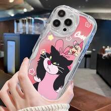 Bonita funda de teléfono con espejo y diseño de gato y ratón. También funciona como espejo y es compatible con  17,  16 Pro Max,  15 Pro Max,  13 y  12. Fabricada en TPU, ofrece protección contra golpes y caídas. Es un regalo ideal para familiares, amigos, parejas, novios o novias, e ideal para Navidad, citas o cumpleaños. - transparente - Ver 5