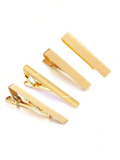 2/4pcs Gold SIlver Black Tie Clips Set Regular Ties Necktie For Wedding Engagement Anniversary Business Best Gift Skiny Necktie Meeting For Dad Husband-Black