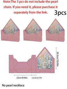 3pcs Elegant Envelope Flower Gift Boxes (Pearl Chain Not Included) With Heart-Shaped Card Design - Ideal For Valentine's Day, Wedding, Mother's Day/Graduation/Teacher's Day Gifts - DIY Floral Basket Preservation, Reusable Container, Lightweight Keepsake Box, Romantic Gift Set, Wedding Storage Bag, And Sentimental Shopping Essential, Baking Gift Box - Multicolor - View 12