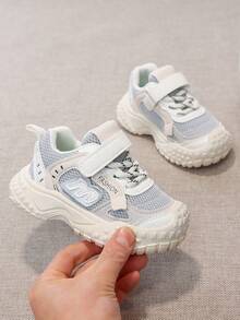 1 Pair Fashion Versatile Kids Thick Sole Sneakers, Breathable Mesh Chunky Shoes, Boys/Girls Campus Casual Shoes, Boys/Girls Leisure Running Shoes - Beige - View 3