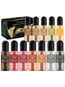 12-color 10ml Art Ink Alcohol Resin Pigment Set, Liquid Dye Ink Spread Uv Resin, Diy Jewelry Making And Handicrafts - Multicolor - View 7